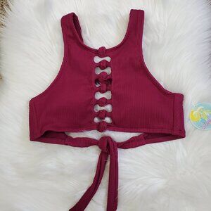 Island Soul High Neck Knot Front Swim Top S